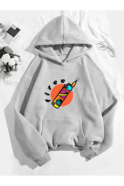 COMVİCHO سترة رياضية رمادية اللون مطبوعة من فير