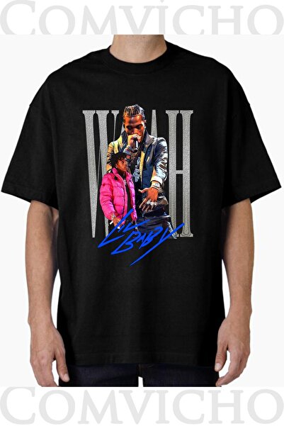 COMVİCHO تي شيرت مطبوع بتصميم كبير الحجم للجنسين من LIL BABY V1