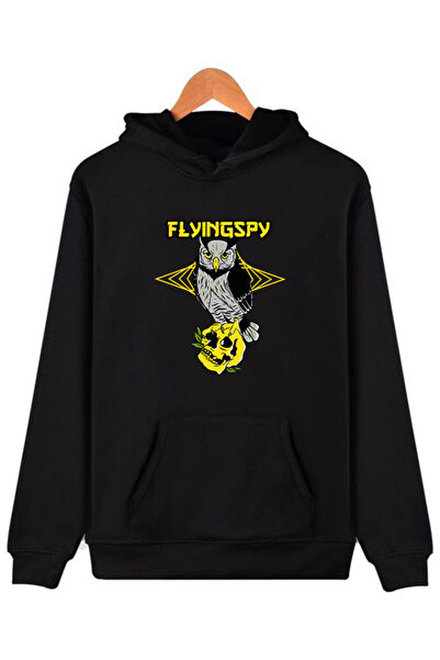 COMVİCHO سويت شيرت أسود بقلنسوة مطبوعة من flyingspy