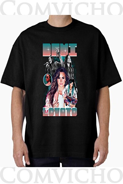 COMVİCHO Unisex Demi Lovato V1 Design Printed Oversize T-Shirt