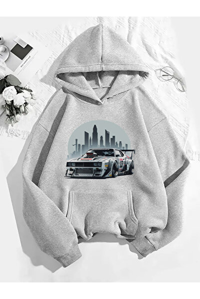 COMVİCHO سويت شيرت رمادي بقلنسوة مطبوعة من مونكار