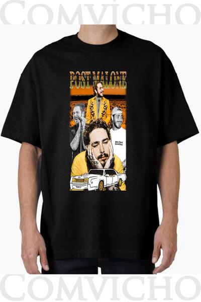 COMVİCHO تي شيرت مطبوع بتصميم Post Malone v4 للجنسين
