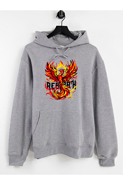 COMVİCHO سويت شيرت رمادي بقلنسوة مطبوعة من فينيكس