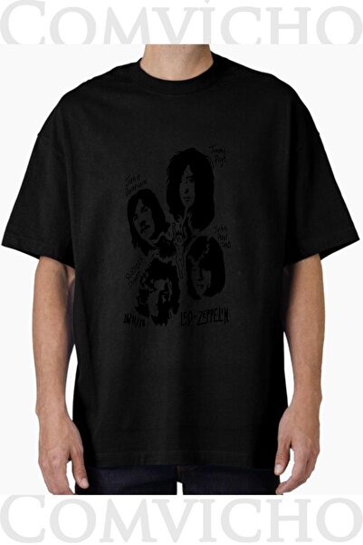 COMVİCHO Unisex Led Zeppelin V1 Design Printed Oversize T-Shirt