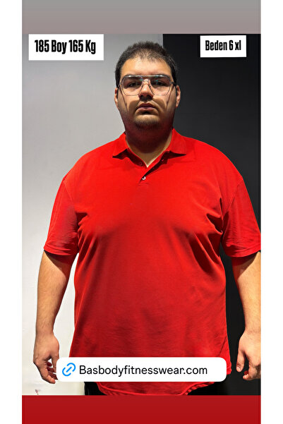 Bas Body FitnessWear Μπλουζάκι Polo Yaka Battal Red Premium Quality σε μεγάλο...