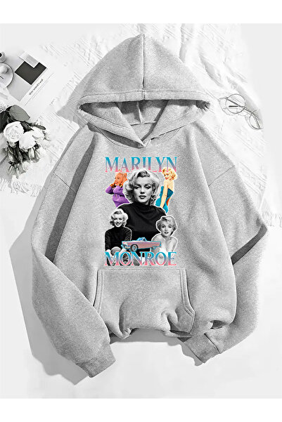 COMVİCHO سويت شيرت رمادي بقلنسوة مطبوعة من مارلين v1