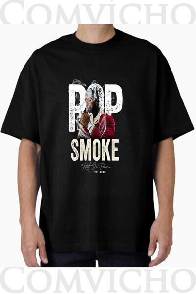 COMVİCHO تي شيرت مطبوع بتصميم Pop Smoke V2 للجنسين