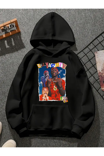 COMVİCHO ليل ياتشي v1 سويت شيرت أسود مطبوع عليه هوديي