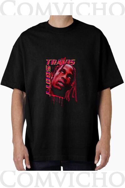 COMVİCHO تي شيرت مطبوع بتصميم ترافيس سكوت v15 للجنسين