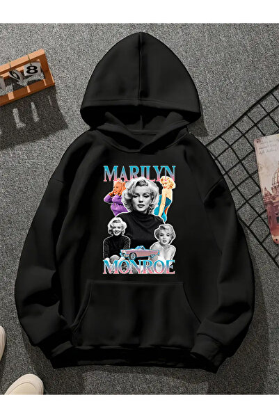 COMVİCHO مارلين v1 سويت شيرت أسود بقلنسوة مطبوعة