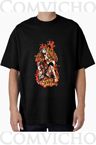 COMVİCHO تي شيرت مطبوع بتصميم ترافيس سكوت v11 للجنسين