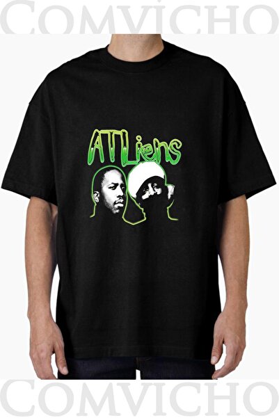 COMVİCHO Unisex Atliens V1 Design Printed Oversize T-Shirt