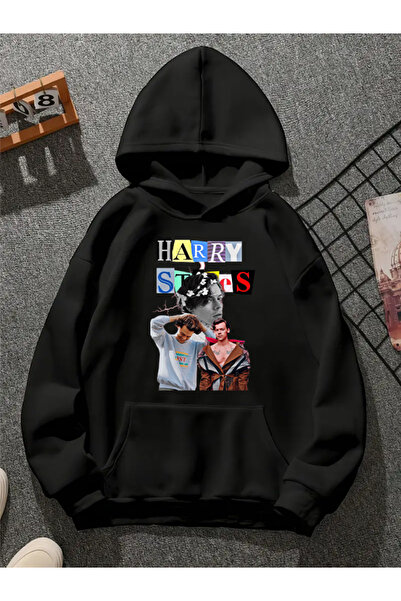 COMVİCHO Harry V1 Printed Hooded Black Sweatshirt