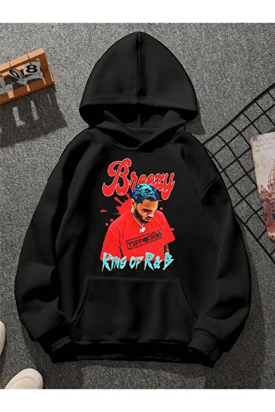 COMVİCHO Chris Brown V7 Printed Hooded Black Sweatshirt