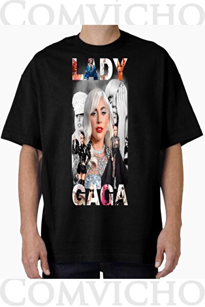 COMVİCHO تي شيرت مطبوع بتصميم ليدي غاغا v1 للجنسين