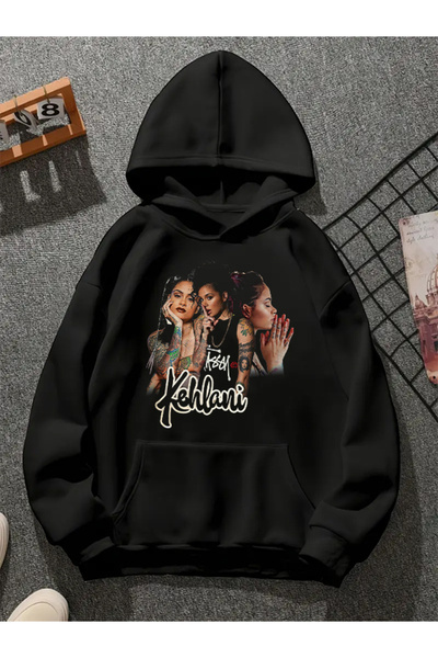 COMVİCHO سترة كيهالاني v1 ذات قلنسوة مطبوعة باللون الأسود