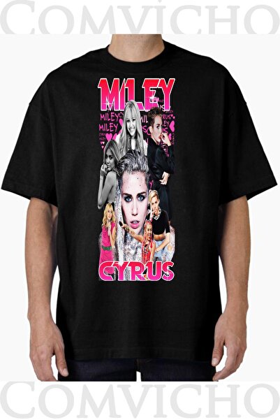 COMVİCHO تي شيرت مطبوع بتصميم Miley v2 للجنسين