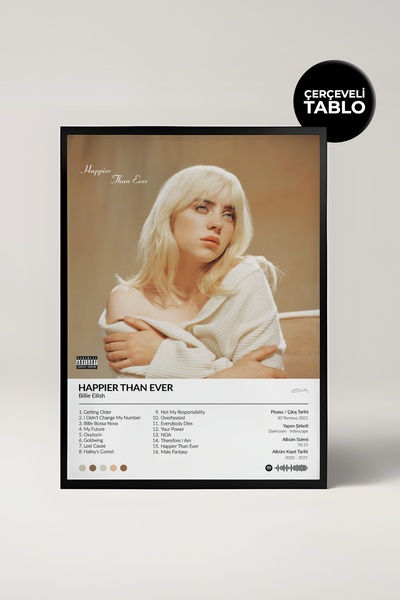 House Gorgeous Poster Spotify cu design de album în cadru al albumului Billie Eilish Happier...