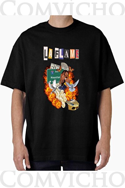 COMVİCHO تي شيرت مطبوع بتصميم La Flame v1 للجنسين