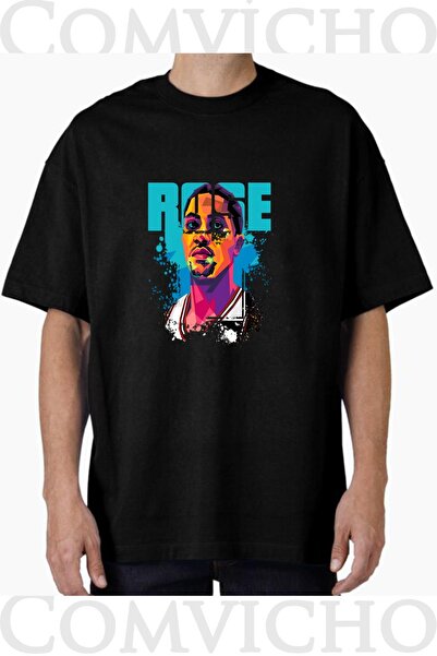 COMVİCHO Unisex Rose V1 Design Printed Oversize T-Shirt