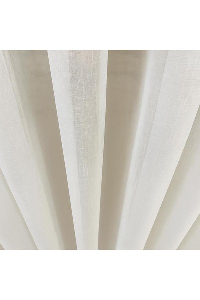 GACALLAR HOUSE Natural Linen Tulle Curtain with Slub Texture, Heavy Weight, 1/3 Fold Pleated, Non-Iron, Dense Texture