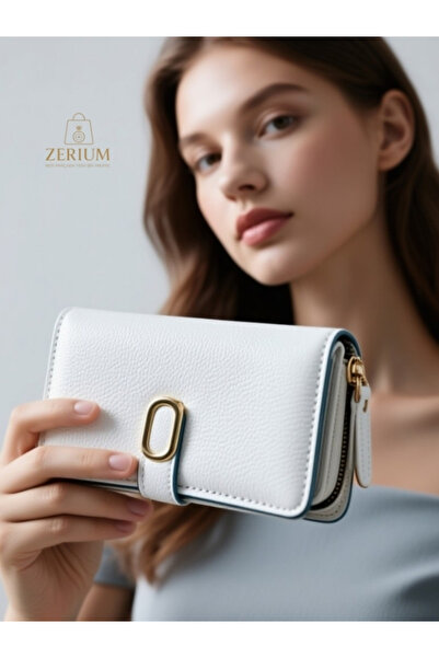 ZERİUM Stylishly Designed Snap Closure Zippered Faux Leather Women's Wallet & Card Holder