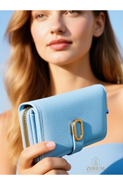 ZERİUM Stylishly Designed Snap Closure Zippered Faux Leather Women's Wallet & Card Holder