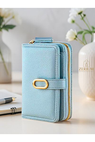 ZERİUM Stylishly Designed Snap Closure Zippered Faux Leather Women's Wallet & Card Holder