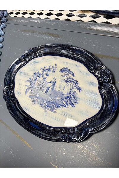 Hobiline Gülağacı Görünümlü El Yapımı Kahve Sunumluğu Tepsi