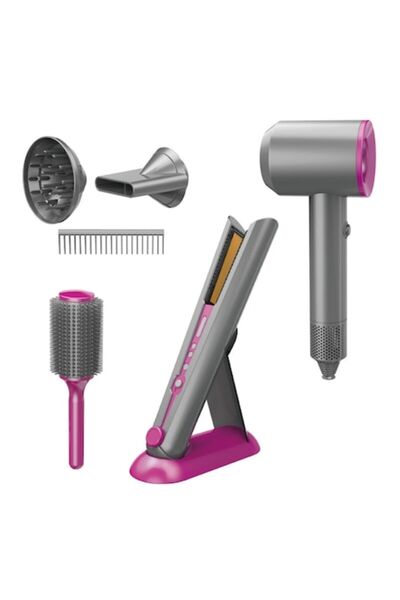 Joynix Διαδραστικό σετ παιχνιδιών στεγνώματος μαλλιών 3 σε 1 με πιστολάκι, ισιωτικό μαλλιών και αξεσουάρ,