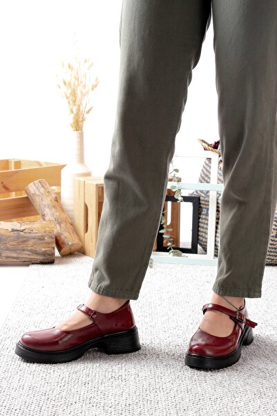 v.s.h velvet Kadın Mary Jane Rugan Baretli Bilekten Toka Günlük Rahat Loafer Ayakkabı