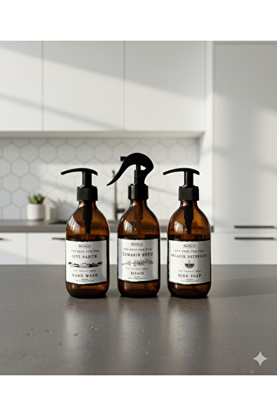 BÜYÜLÜ HOME 3 قطع من موزع الصابون السائل الزجاجي ومنظف الأطباق والغسيل الزجاج...