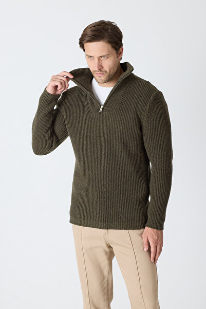 ENQUE Ανδρικό πλεκτό πουλόβερ ψαρά με φερμουάρ