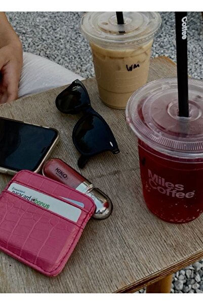 Uzs pace Pink Leather Look Shiny Card Holder Mini & Wallet