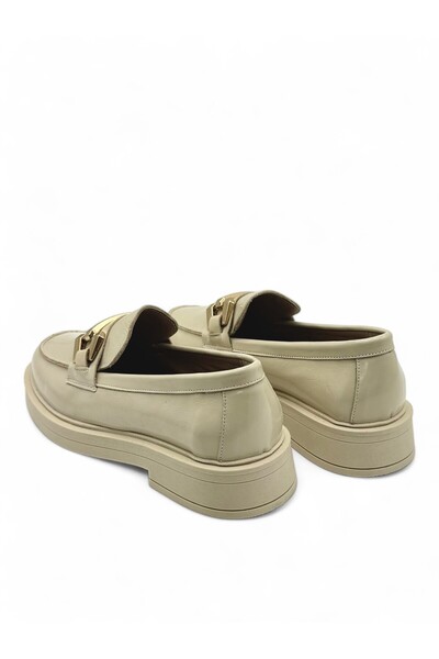 Vrs Shoes Roven Ekru Hakiki Deri Kadın Loafer