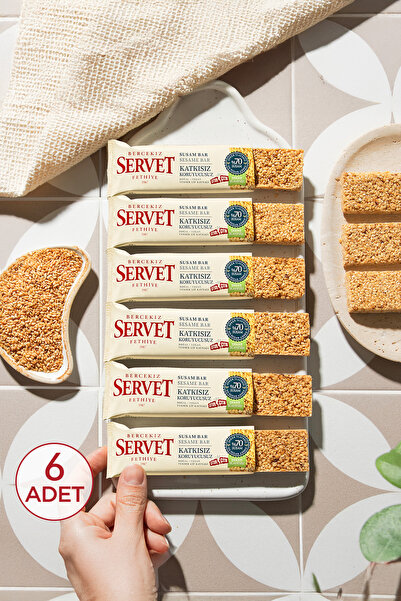Servet Şeker Ilavesiz Susam Krokan Bar 120 gr (6 X 20 GR)