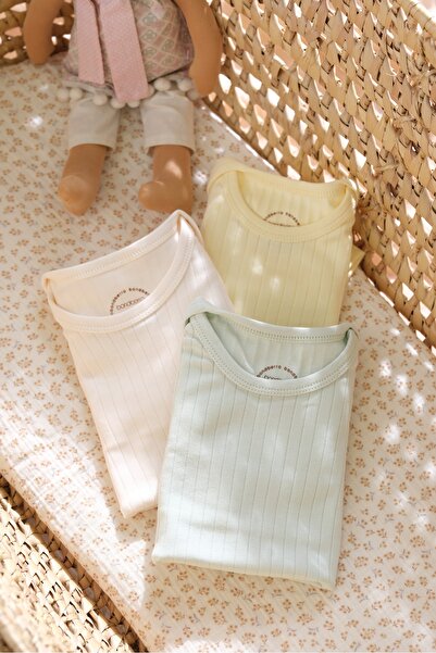 Bondberro Set of 3 100% Cotton Camisole Baby and Children's Envelope Collar Bodysuit & Bodysuit