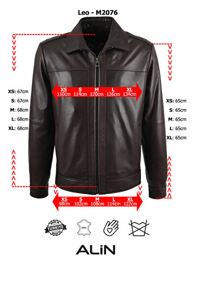 ALİN Leo Естествена кожа Мъжки ежедневен кафяв яке от естествена кожа Размери на дрехата Вижте на снимката