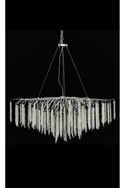 Led 120 CM KRİSTAL AĞAÇ LÜX SALON AVİZESİ KROM İTHAL KASA