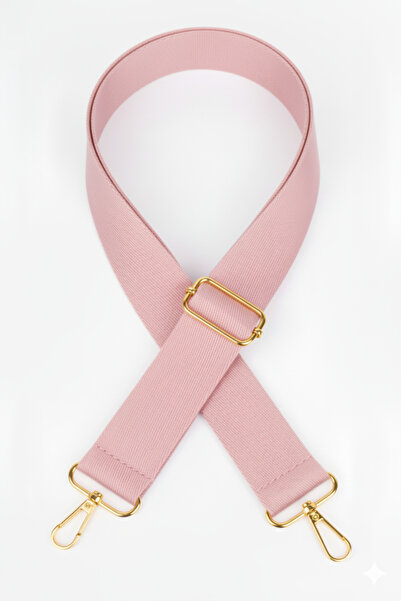 Defnella Pudra Polyester Kolon Ayarlanabilir Çanta Sapı - (125 CM) Gold Altın Metal Aksesuar ( 4cm )