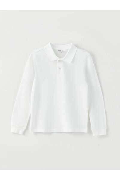 Neba Boutique Polo Yaka Beyaz Uzun Kollu T-Shirt