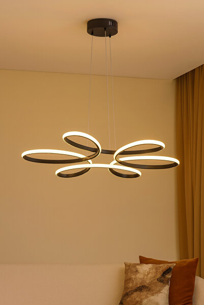 VENON Ledli Avize Ledli Salon Avizesi AYDINLATMA PAPATYA LEDLİ SİYAH (ÜÇ RENK...