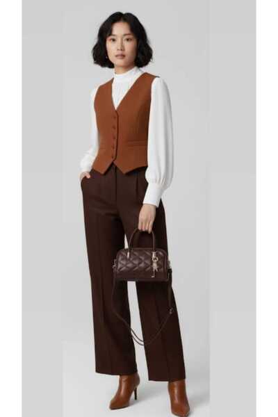 KTHAYA Brown Charmli Baklava Patterned Hand and Shoulder Bag