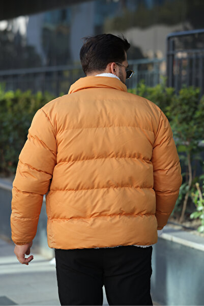 FASİON Men's Fur Lined Double-Sided Wearable Waterproof and Windproof down Jacket