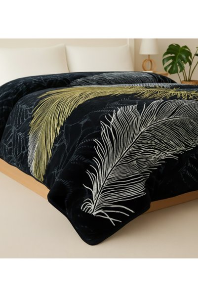 ROYAL KING King Size Ultra-Soft Feather Design Blanket 200×240 cm – 100% Premium Polyester