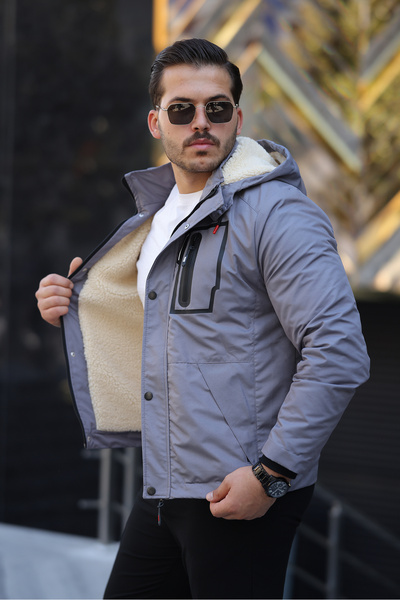 FASİON Water and Windproof Hood Detachable Winter Men's Coat