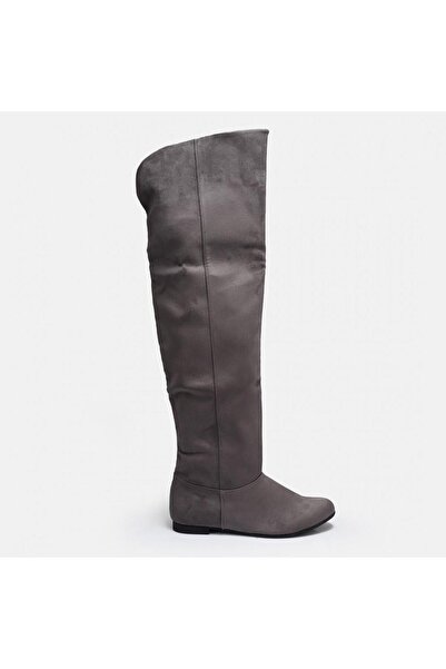 37Numara BÜYÜK NUMARA KADIN GRİ SÜET DİZÜSTÜ BİNİCİ ÇİZME