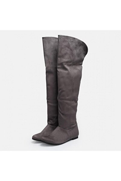 37Numara BÜYÜK NUMARA KADIN GRİ SÜET DİZÜSTÜ BİNİCİ ÇİZME