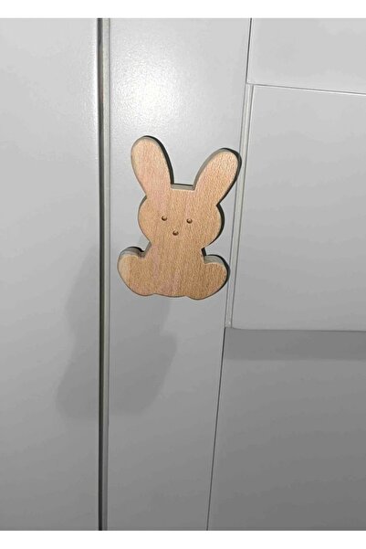 afralya home bebek çocuk odası tavşan kulaklı ahşap kulp, 2'li ahşap tavşan çekmece, şifonyer, dolap kulpu