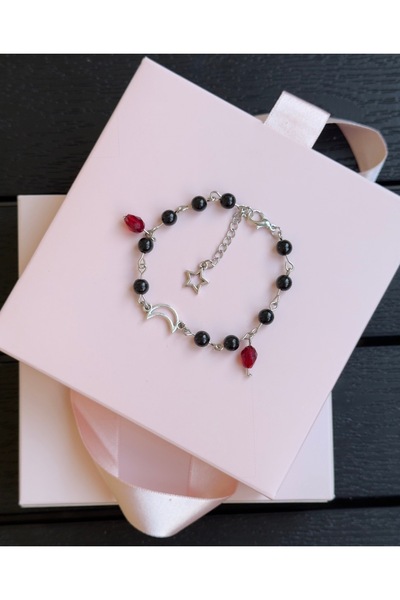 WhimsyWhite Moon and Star Design Pinterest Stainless Steel Bracelet, Handmade...